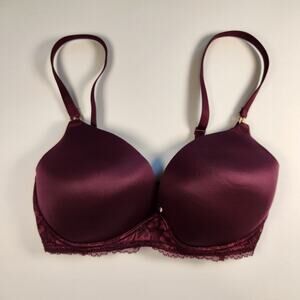 Victoria's Secret Lace Trim Wireless Nursing Bra - Burgundy Purple - 34DD